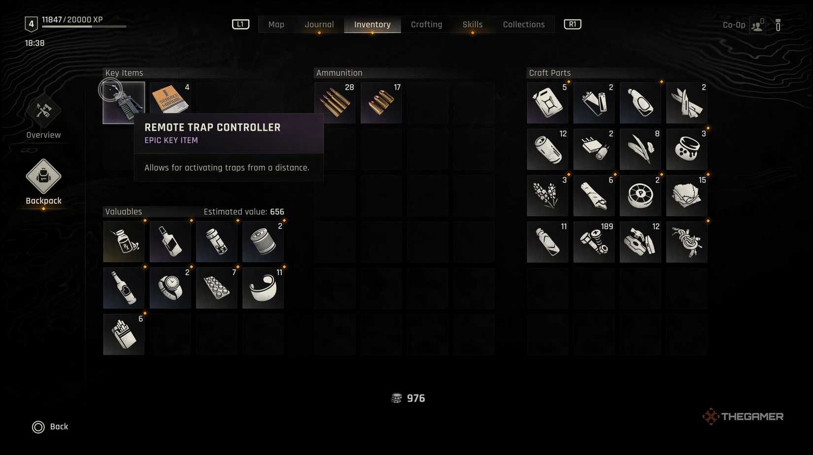 In the character's inventory with the Remote Trap Controller selected in Dying Light: The Beast.