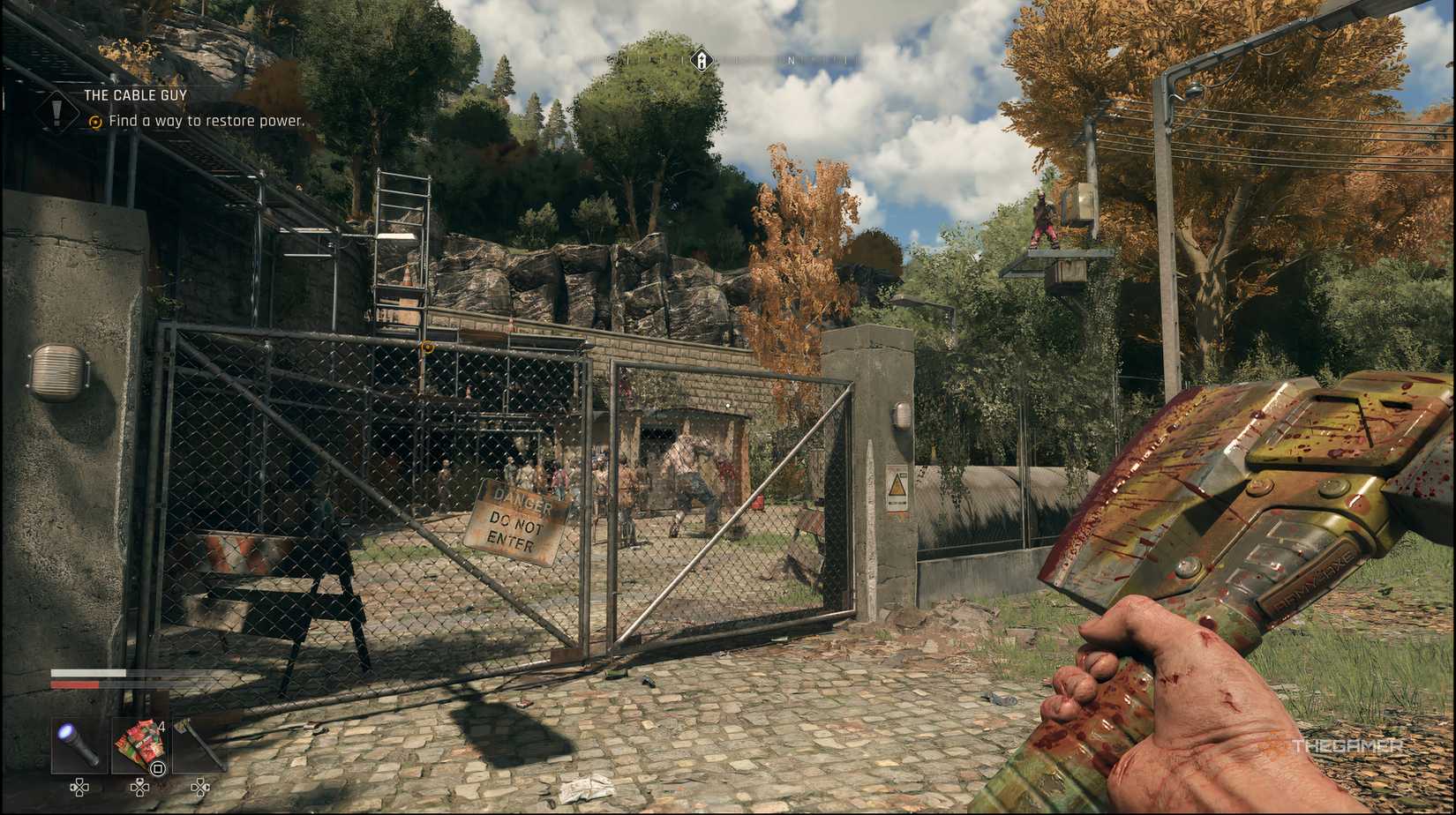 The player looking at a fenced area with the substation in Dying Light: The Beast.