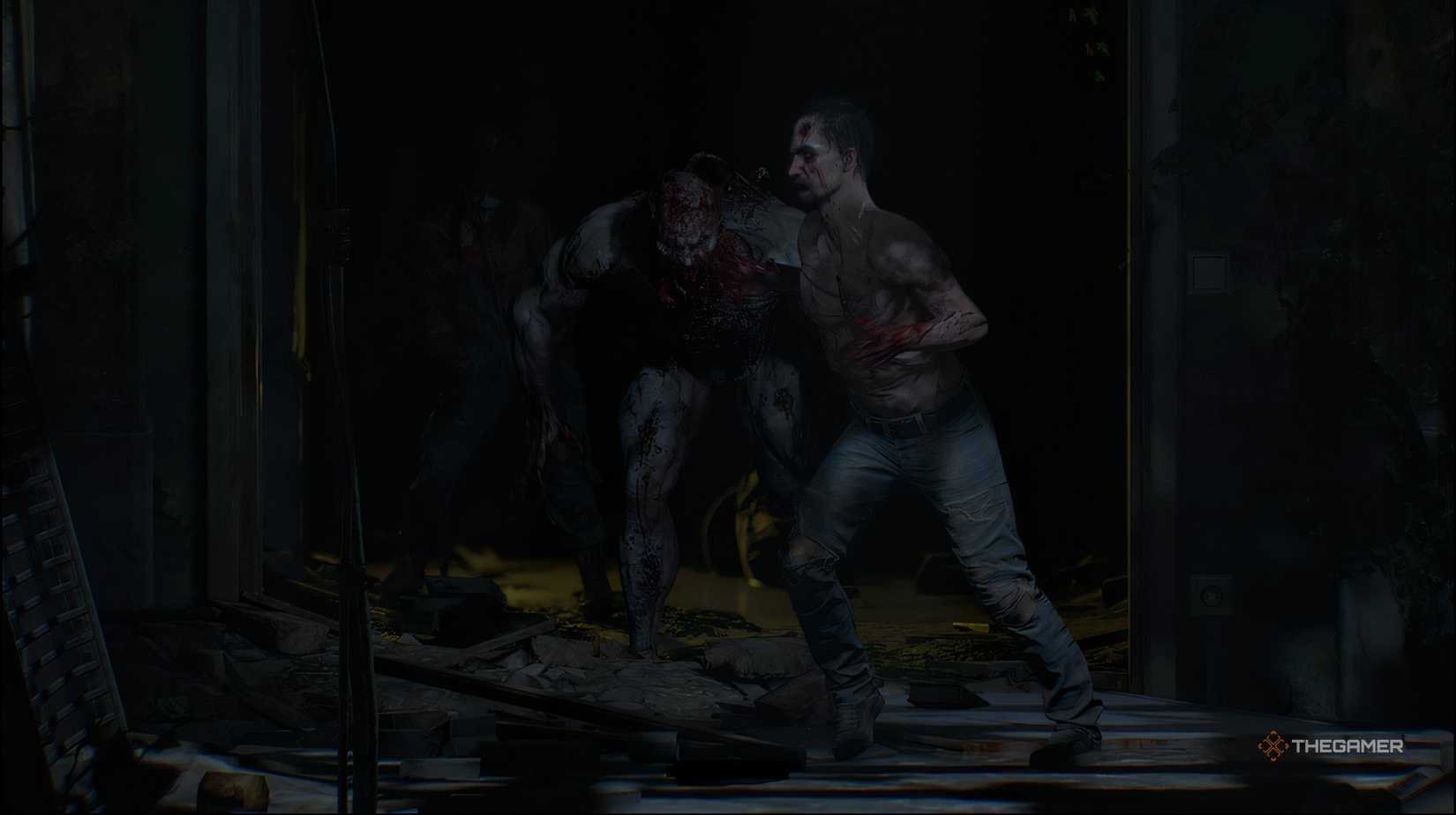 The Volatile zombie running towards the player with a normal zombie in front of it in Dying Light: The Beast.