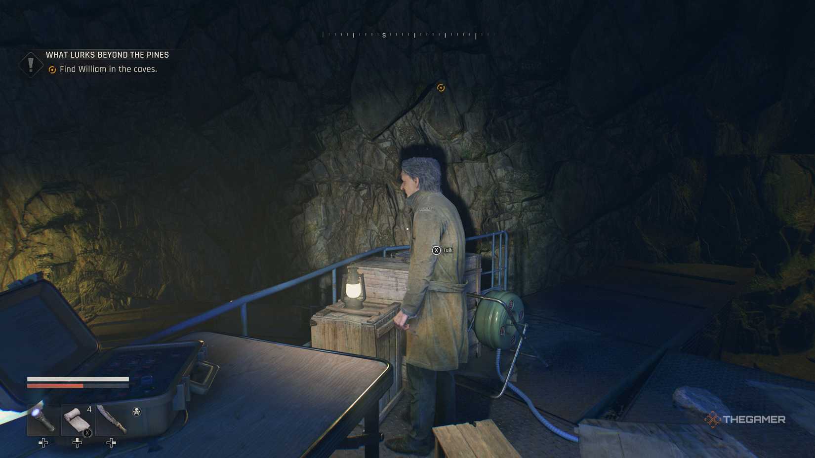 William in the cave.