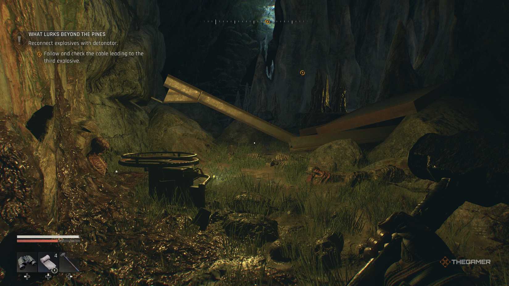 Looking for the third cable and explosive.