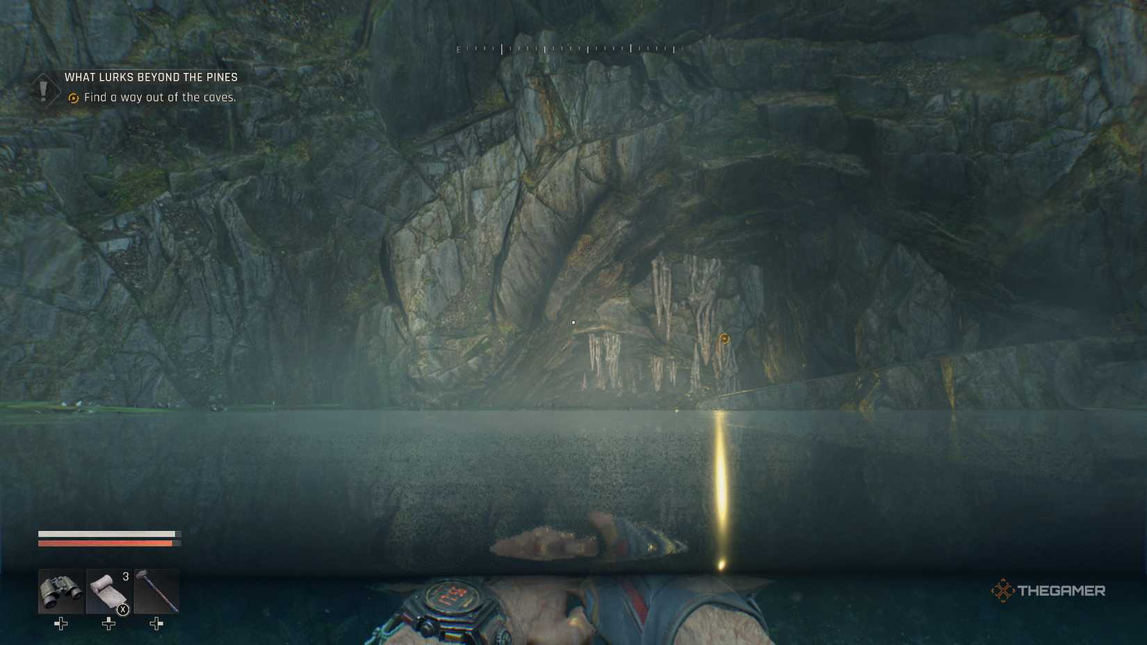 Swimming out of the caves.