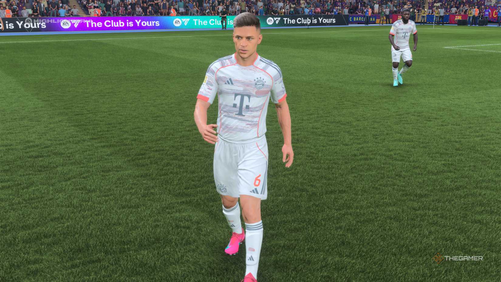 The Best Midfielders Joshua Kimmich on the pitch in EA Sports FC 26.