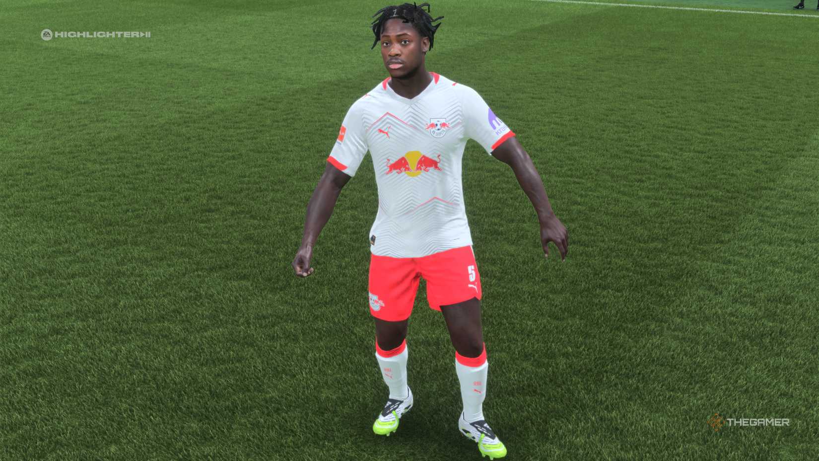 The Best Young Centre Backs El Chadaille Bitshiabu on the pitch in EA Sports FC 26.