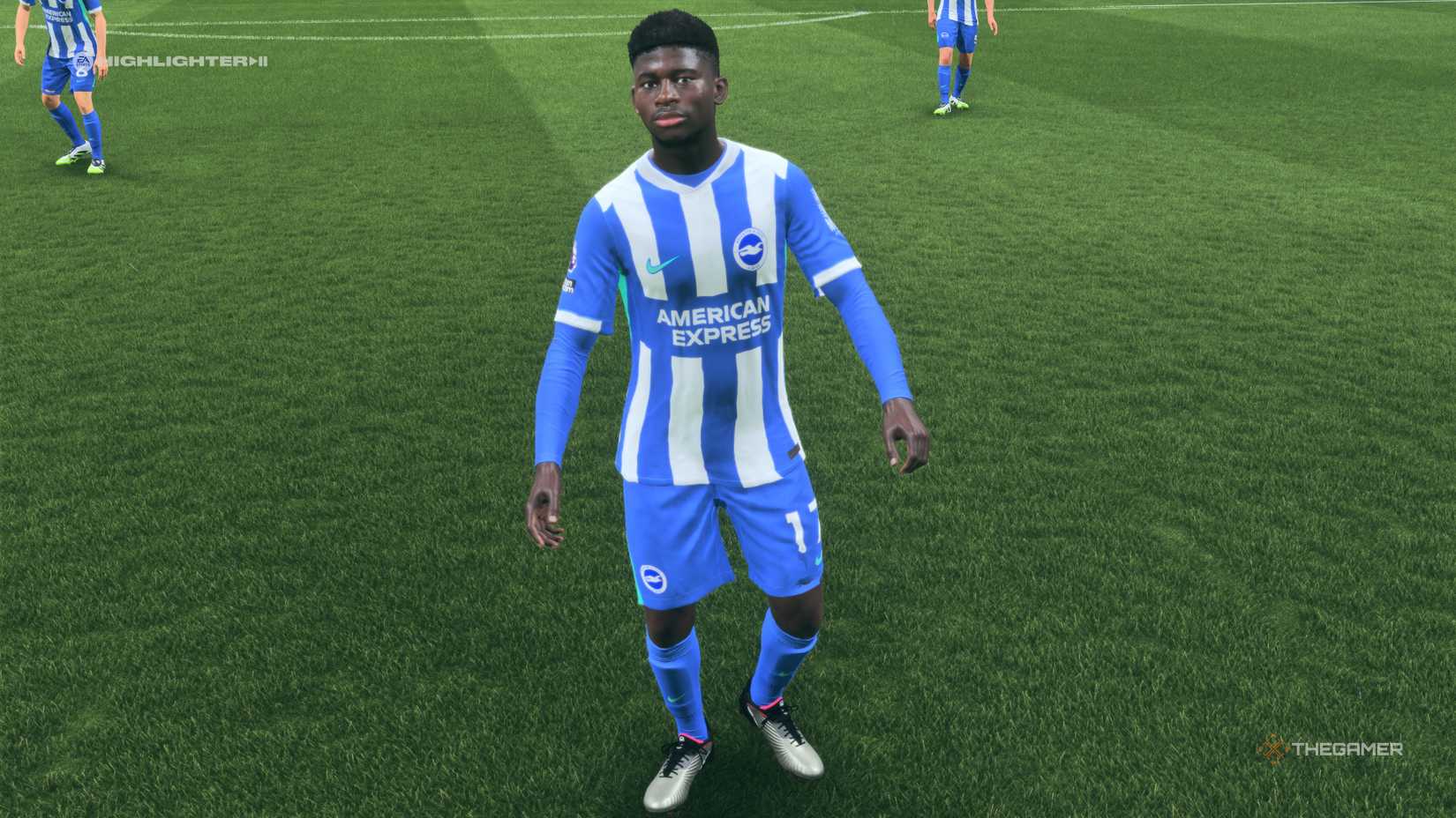 The Best Young Defensive Midfielders Carlos Baleba on the pitch in EA Sports FC 26.