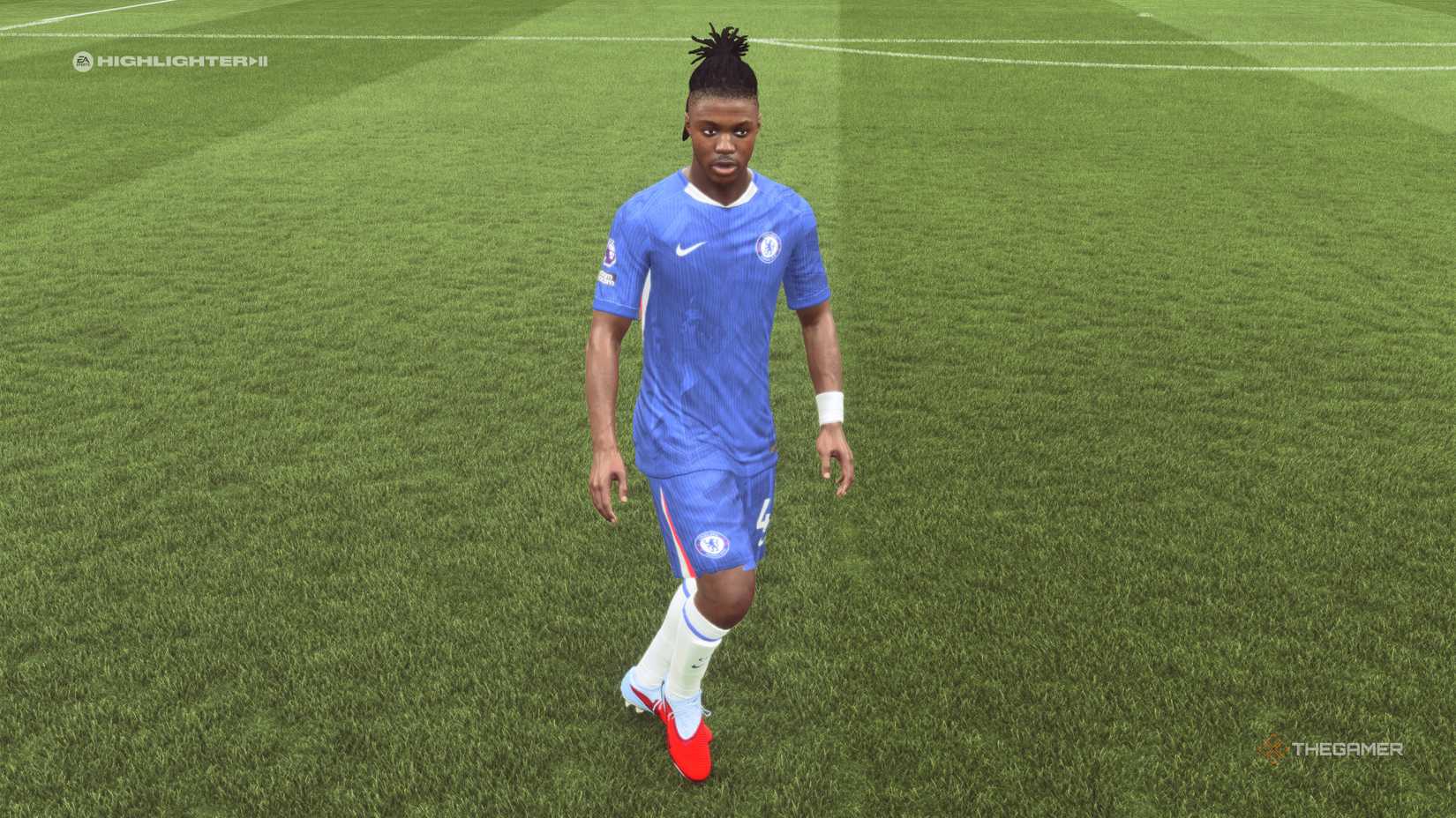 The Best Young Defensive Midfielders Romeo Lavia on the pitch in EA Sports FC 26.