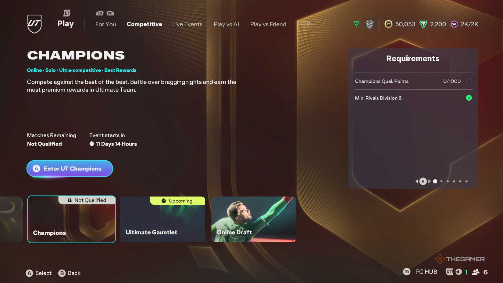 The Ultimate Team Champs menu in EA Sports FC 26.