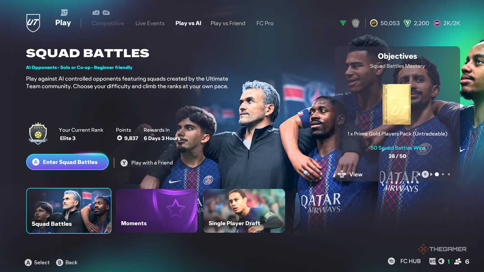 The Squad Battles menu in EA Sports FC 26.