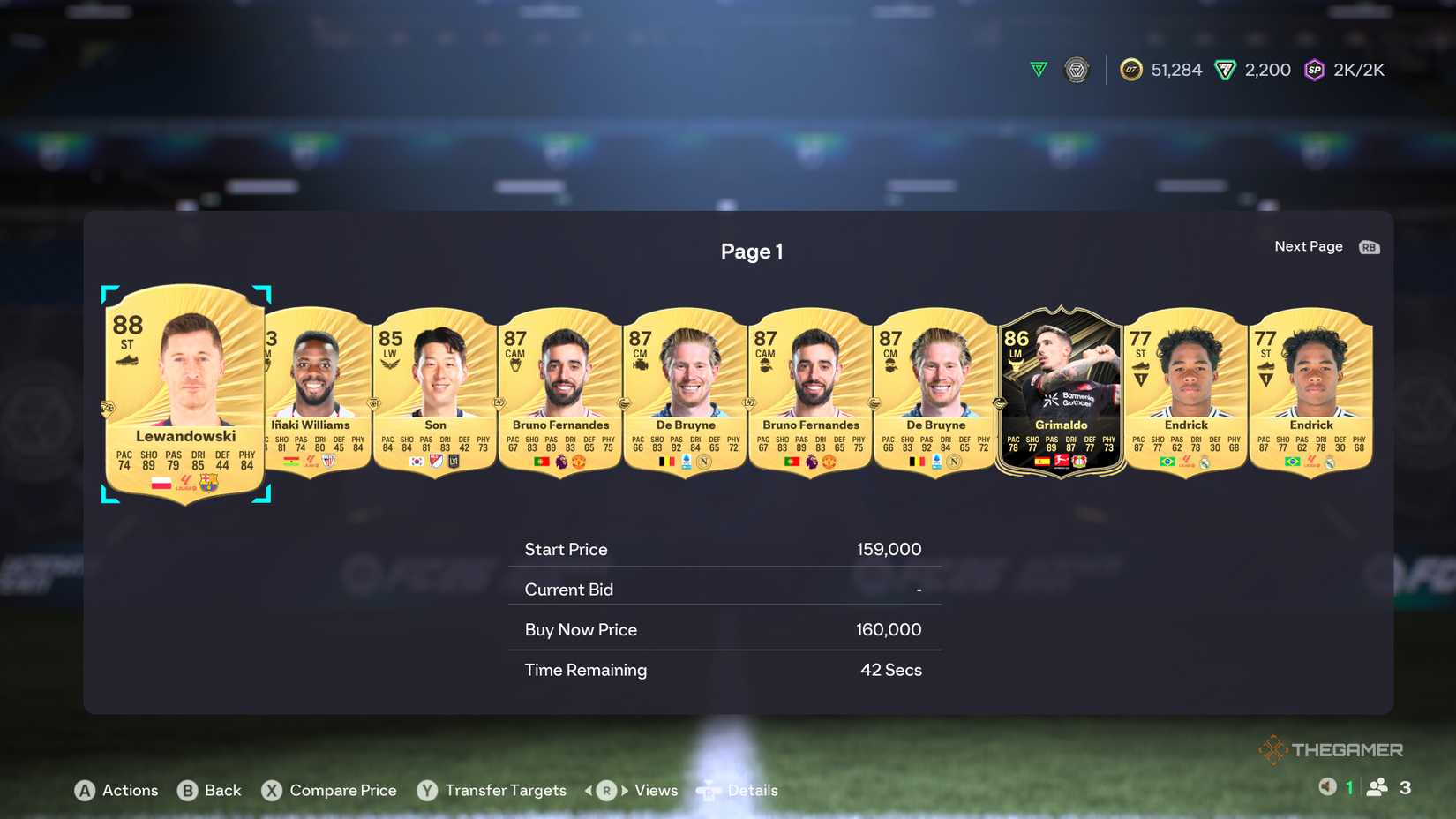 A list of players on the Transfer Market in EA Sports FC 26.