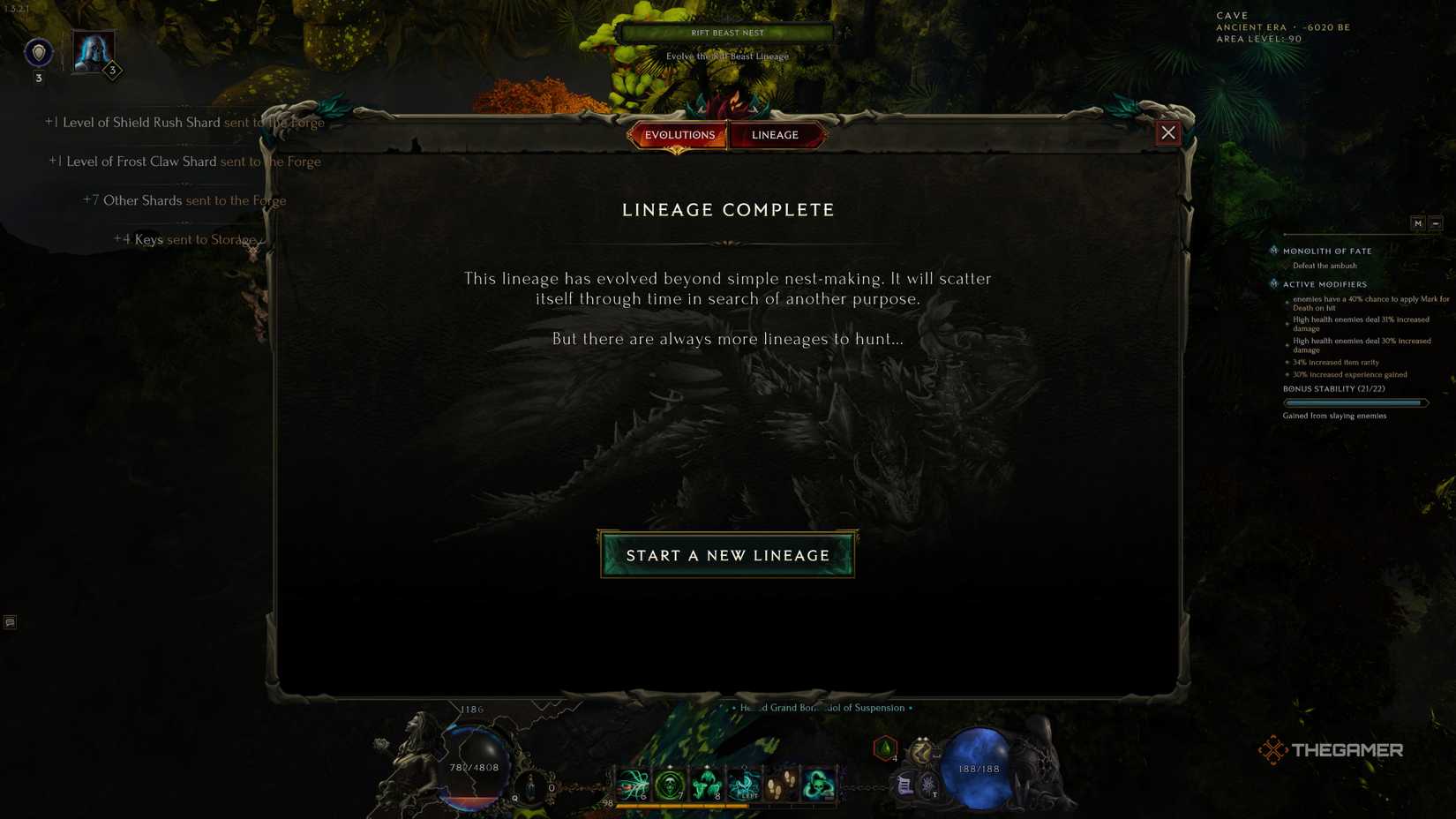 Ending Lineage and defeating the final Rift Beast.