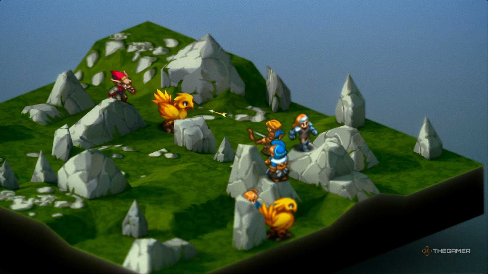 An Archer firing an arrow at a Chocobo in Final Fantasy Tactics: The Ivalice Chronicles.