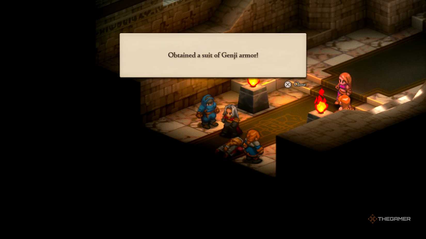 A Ninja stealing a suit of Genji armor from Elmdore in Final Fantasy Tactics: The Ivalice Chronicles.