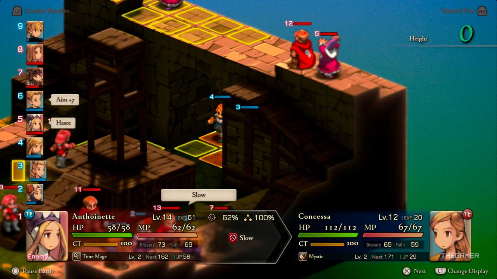 A Time Mage casting Slow onto a Mystic in Final Fantasy Tactics: The Ivalice Chronicles.