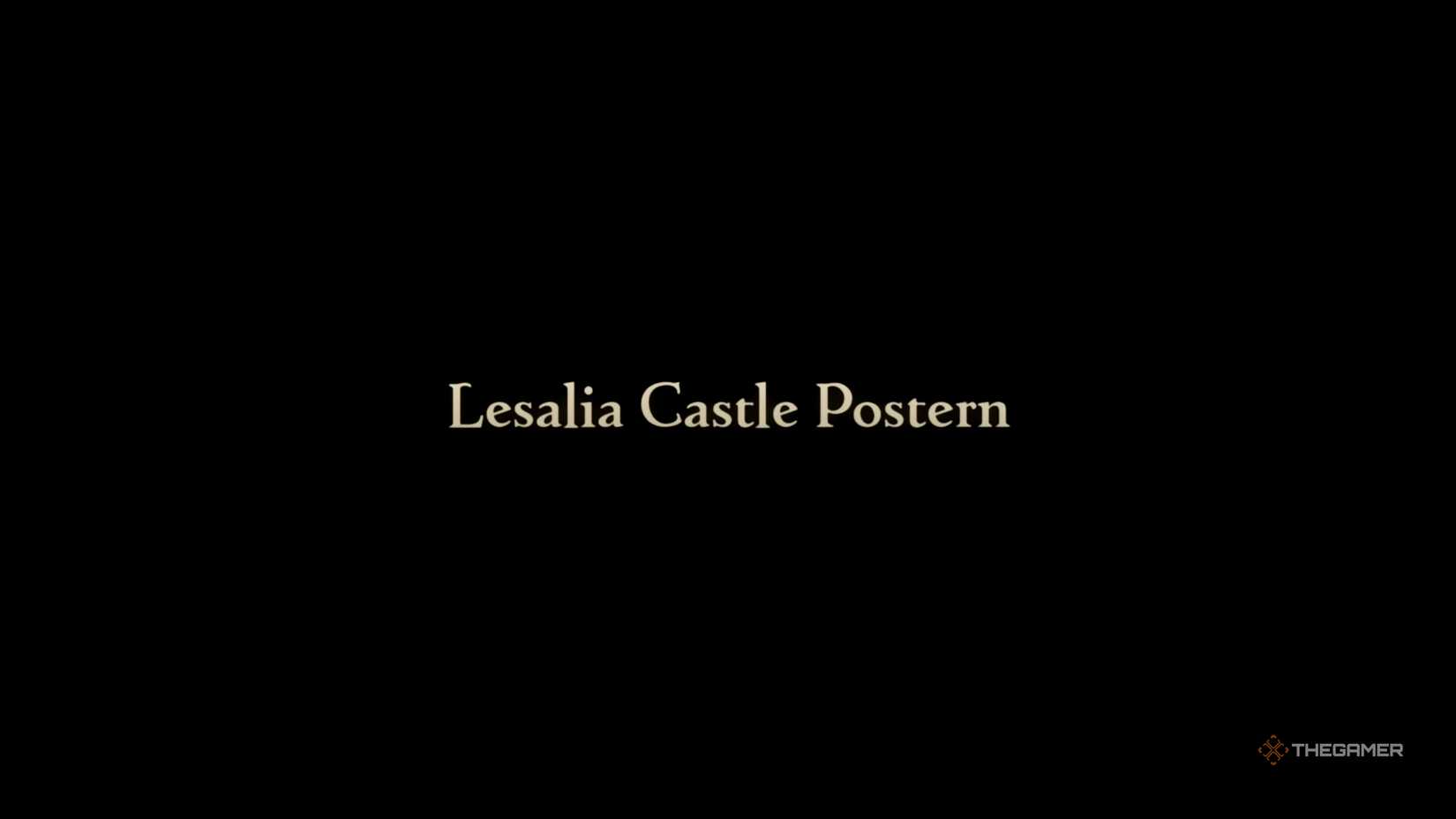 A title card showcasing the Lesalia Castle Postern mission title in Final Fantasy Tactics: The Ivalice Chronicles.