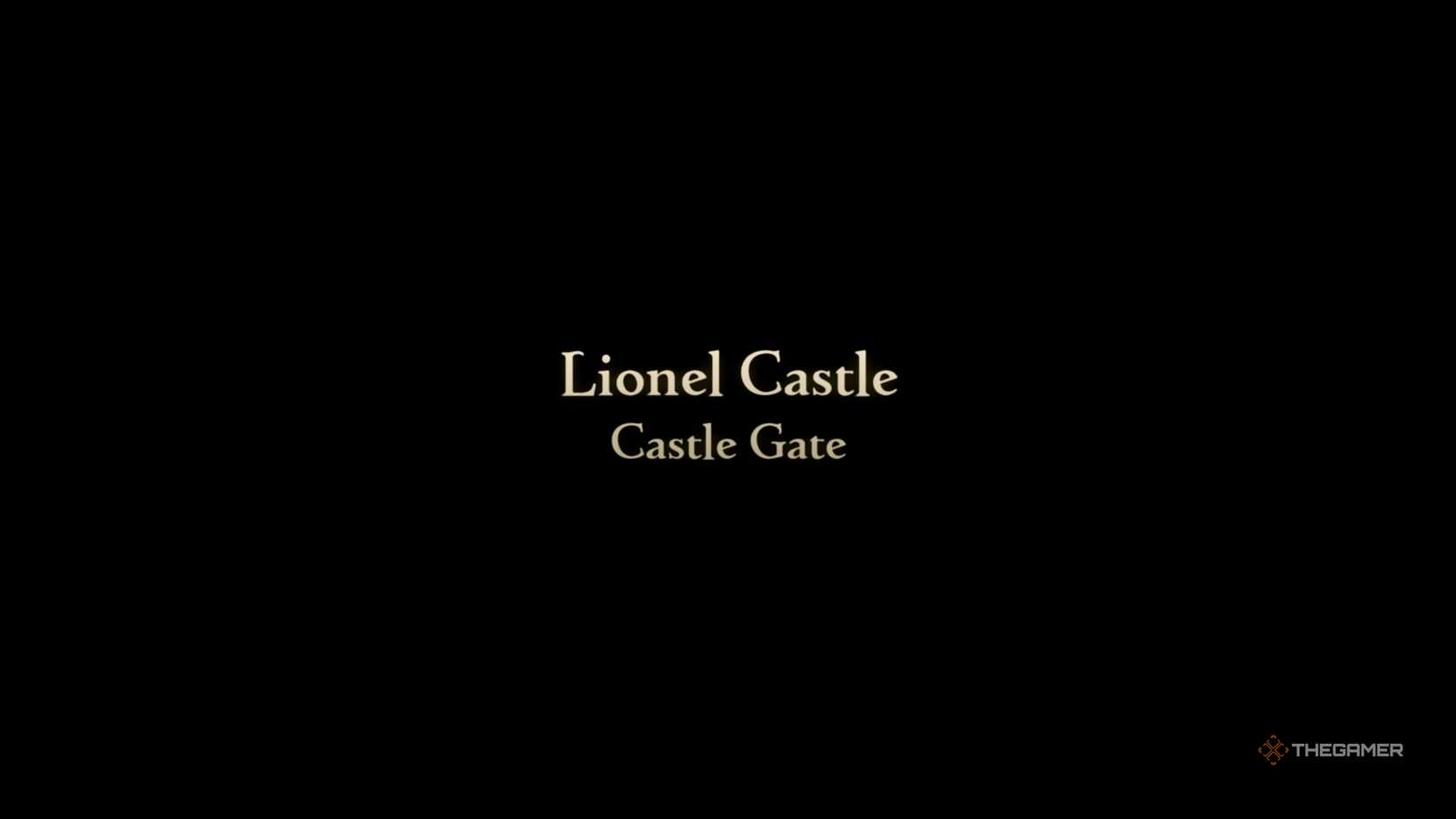 A Title Card showcasing the Lionel Castle: Castle Gate mission title for Final Fantasy Tactics: The Ivalice Chronicles.