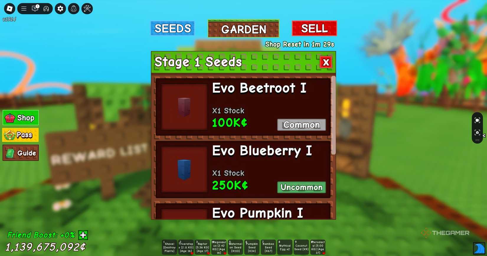 First stage evo seeds in Roblox Grow a Garden.