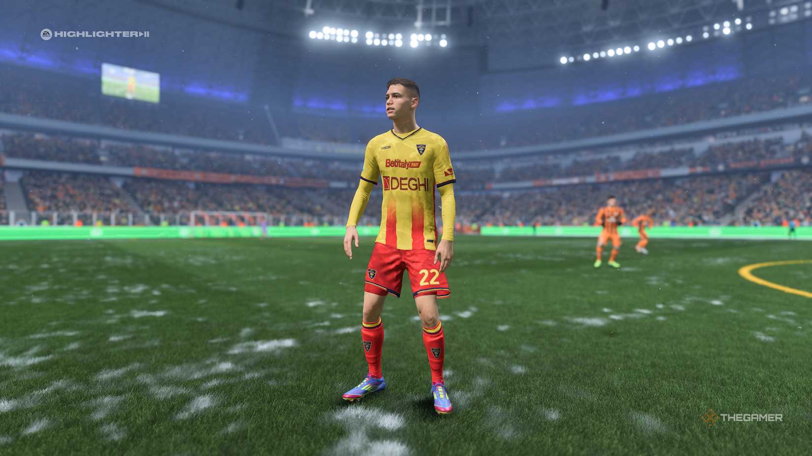 Francesco Camarda stood on a snowy pitch in EA Sports FC 26.