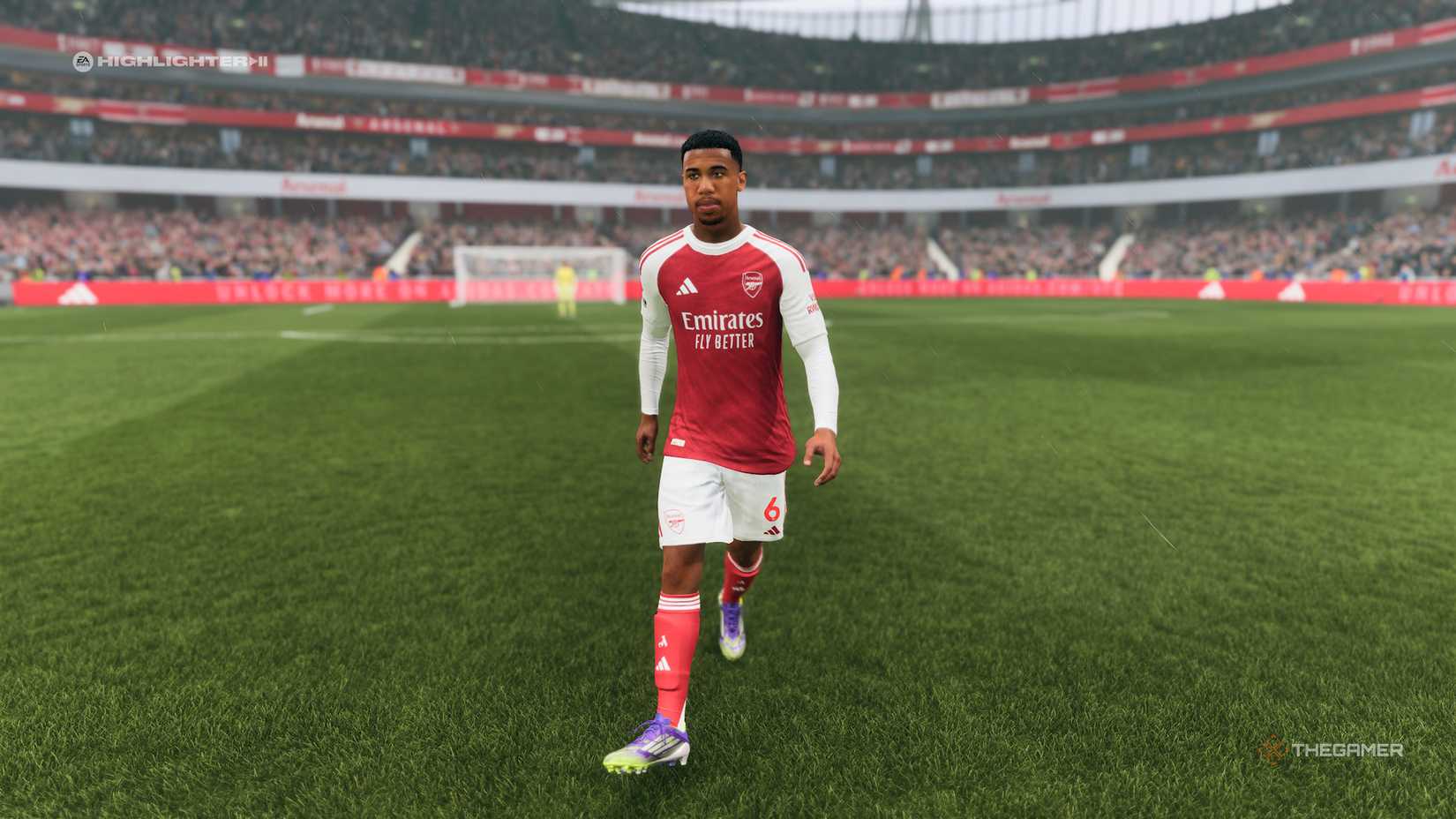 Gabriel walking on the pitch in EA Sports FC 26.