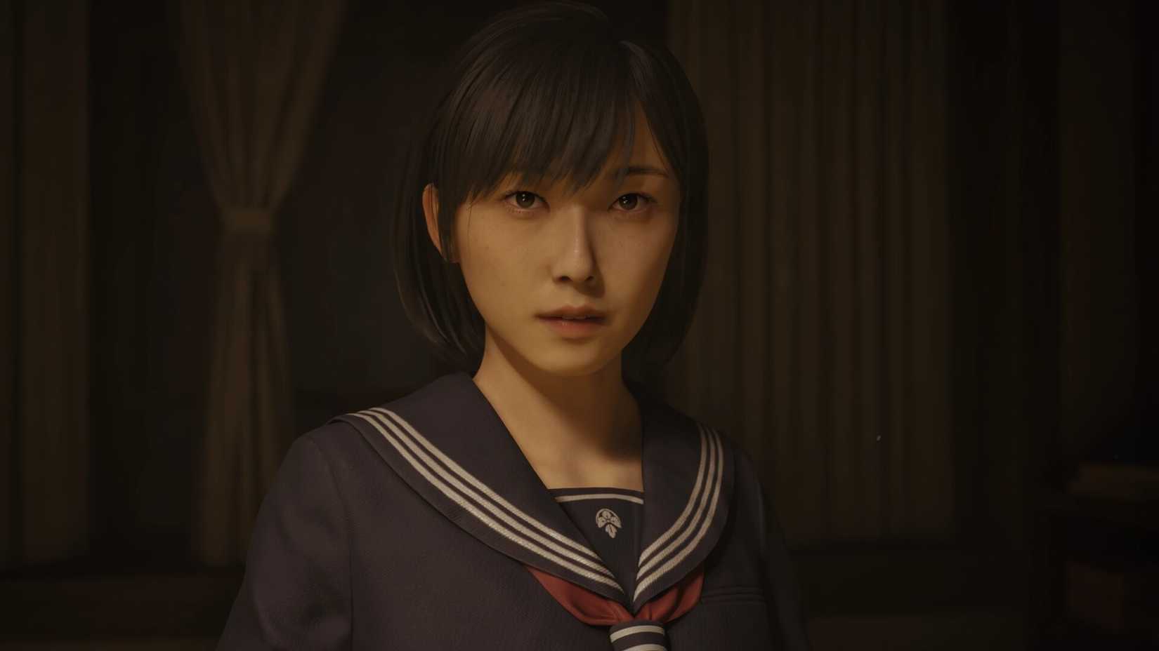 Hinako looking mildly scared in Silent Hill f.