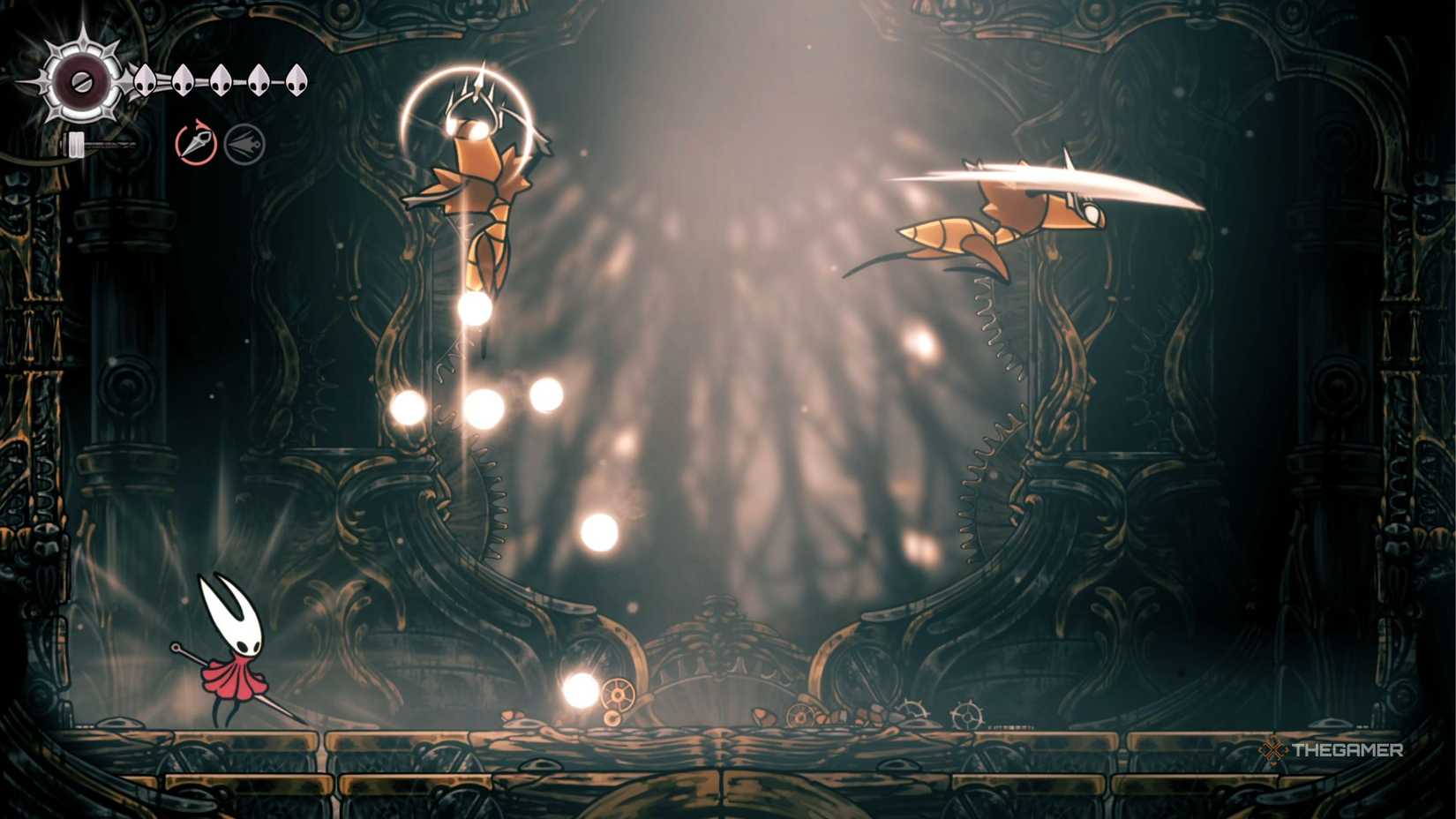 Hollow Knight Silksong Cogwork Dancers third phase attack.