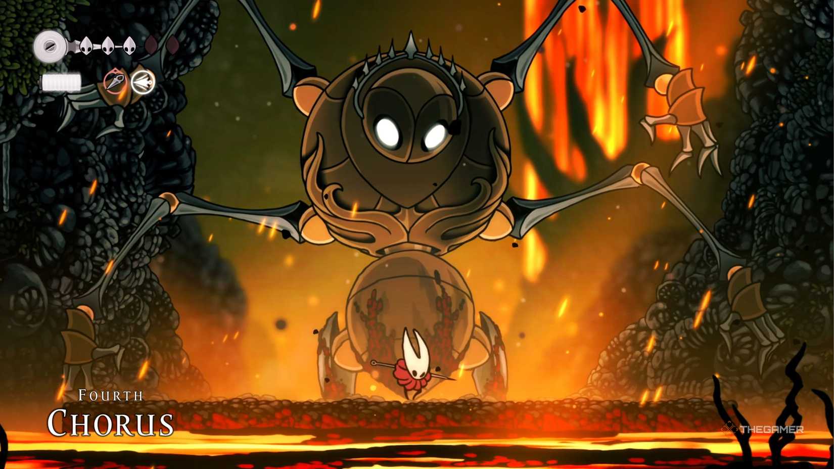 Hollow Knight Silksong Fourth Chorus boss fight starting with introduction.