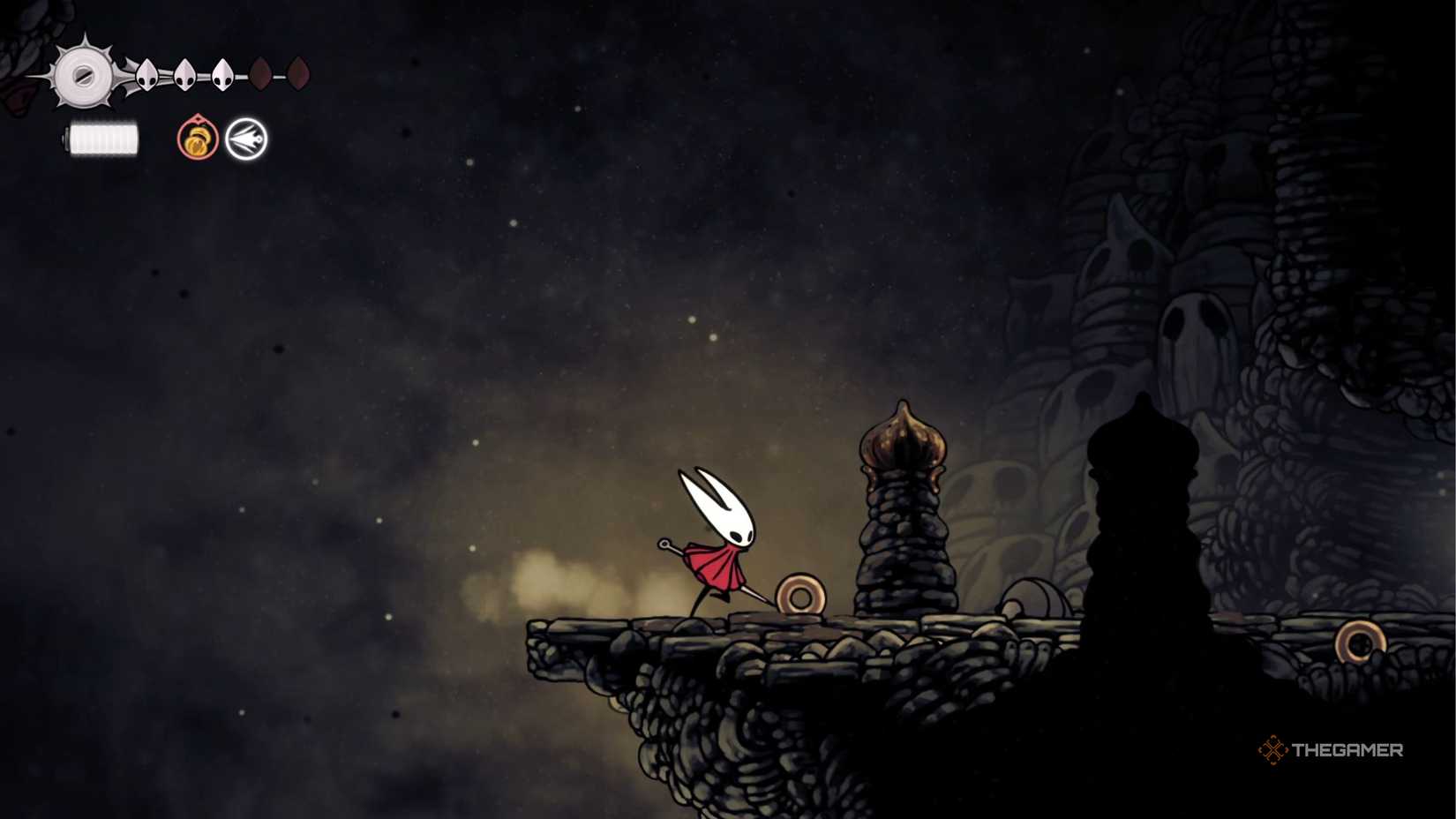 Hollow Knight Silksong going to Shakra in Blasted Steps.
