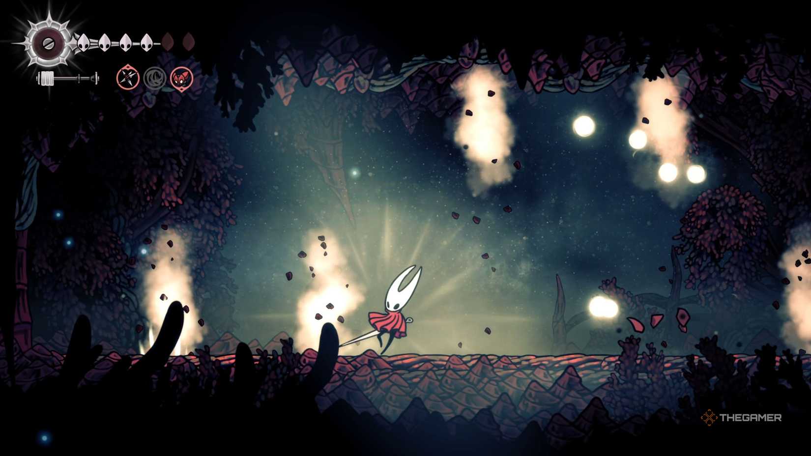 Hollow Knight Silksong Raging Conchfly second phase attack.