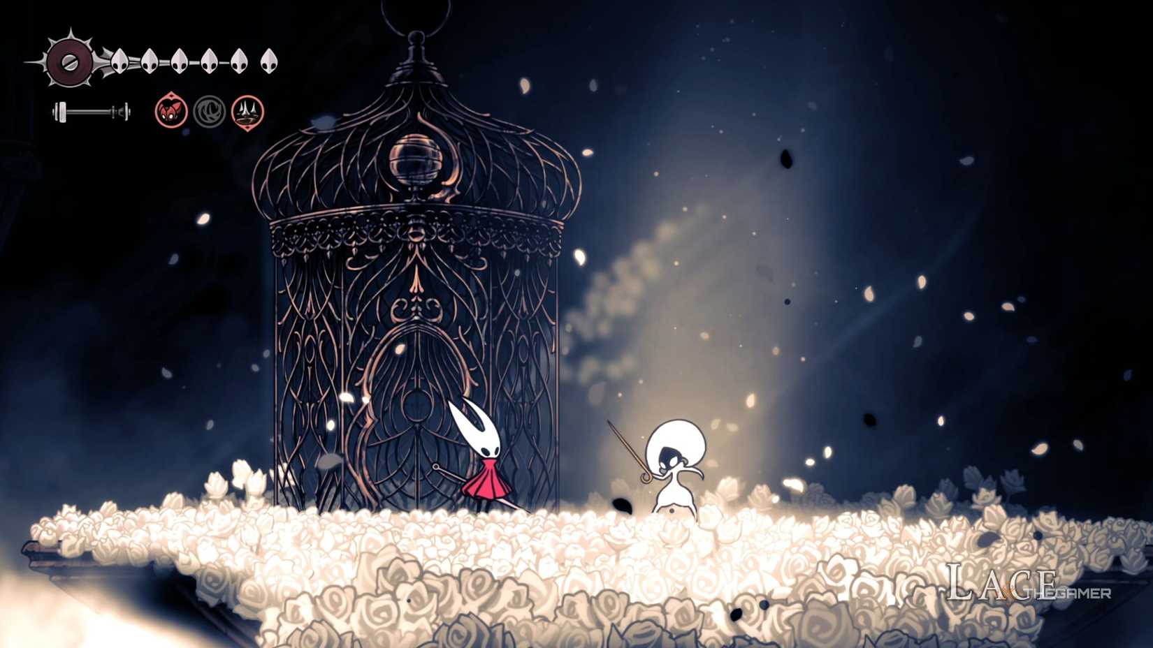 Hollow Knight Silksong starting the Lace boss fight in the Cradle.