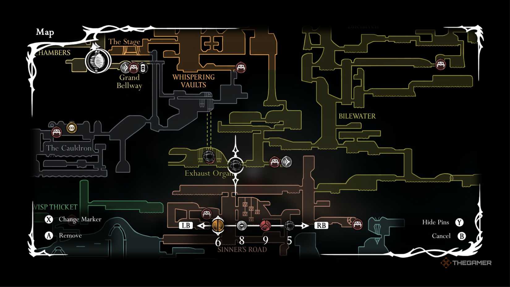 Hollow Knight Silksong The Mist location on the map.