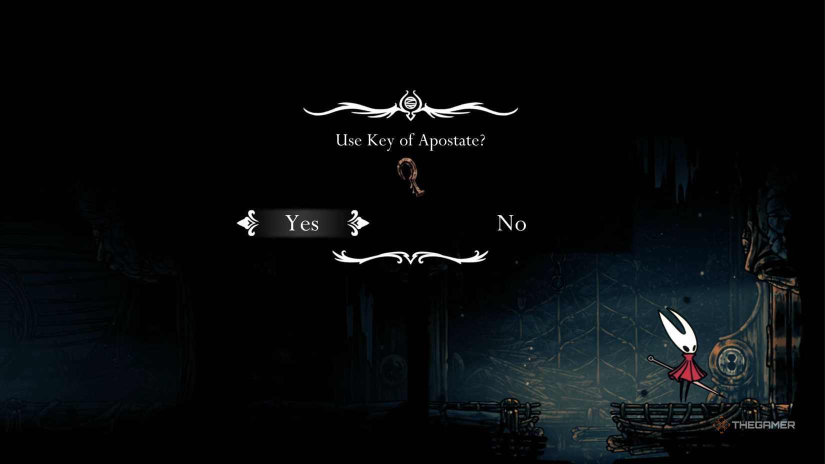 Hollow Knight Silksong using the key of Apostate in The Slab.