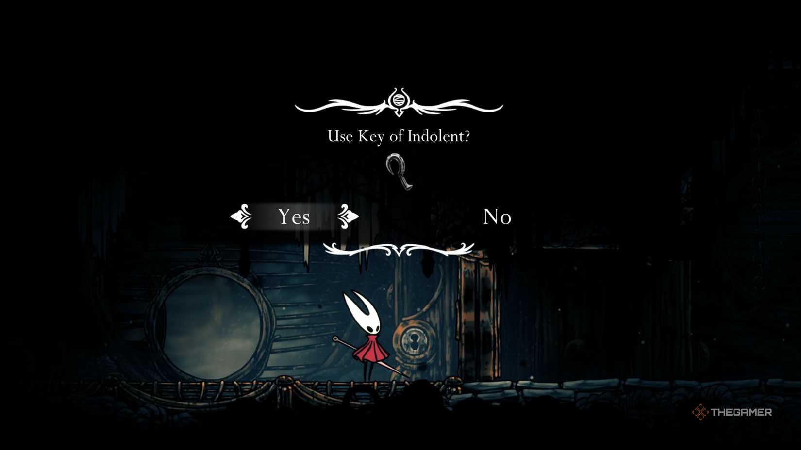 Hollow Knight Silksong using the key of Indolent in The Slab.