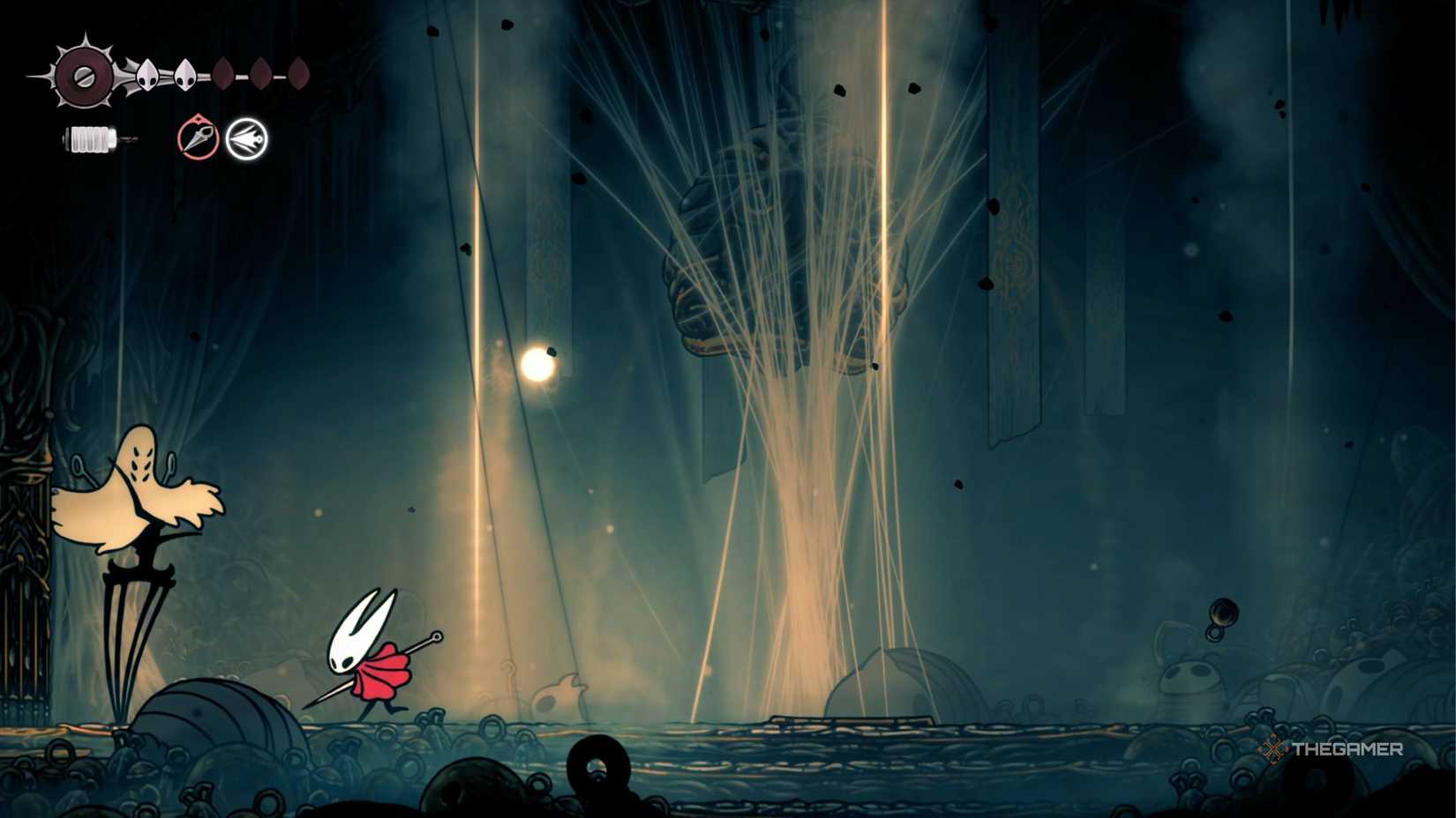 Hollow Knight Silksong widow phase two attack.
