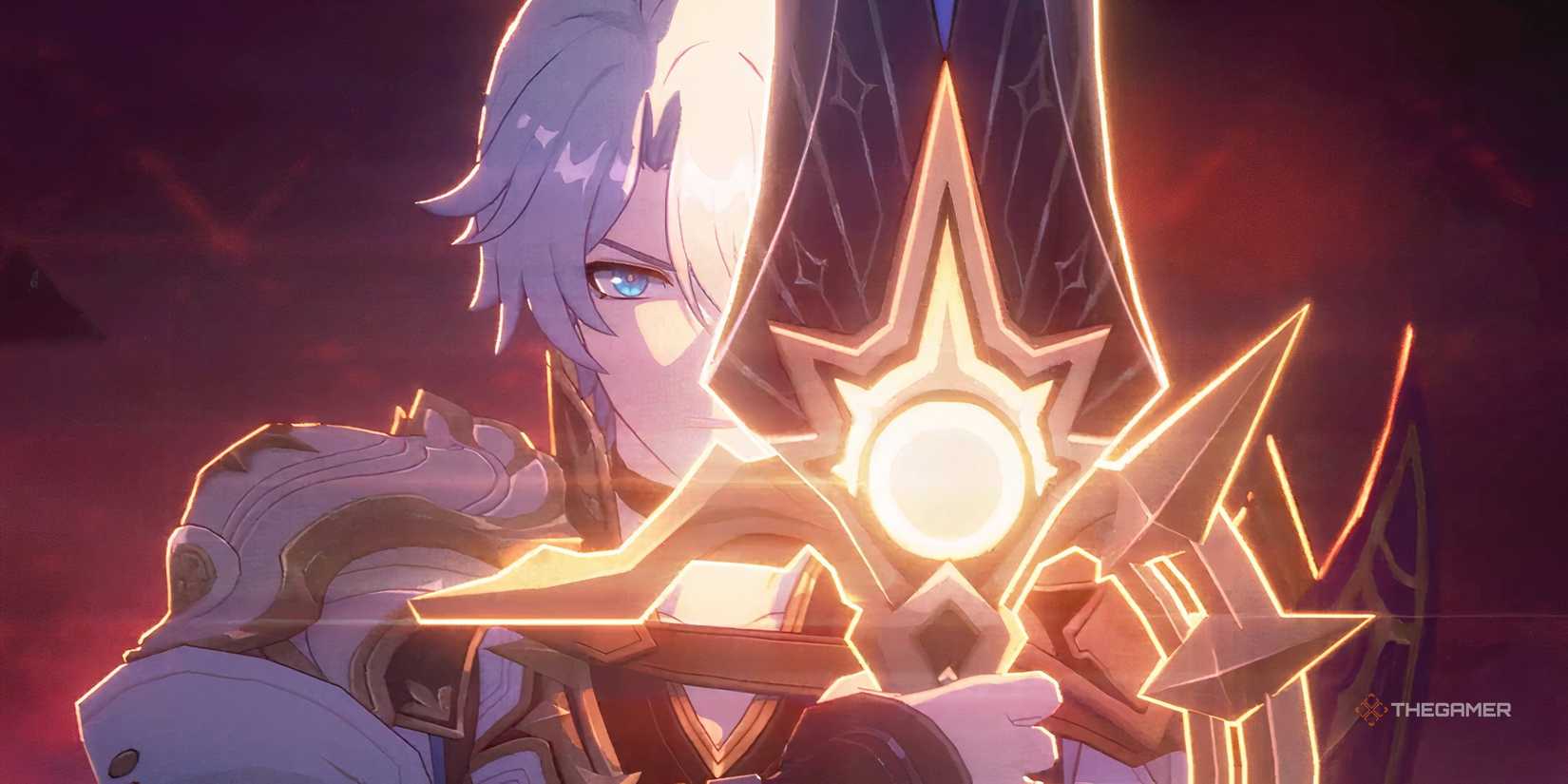 Honkai Star Rail Phainon looking cool holding his sword.
