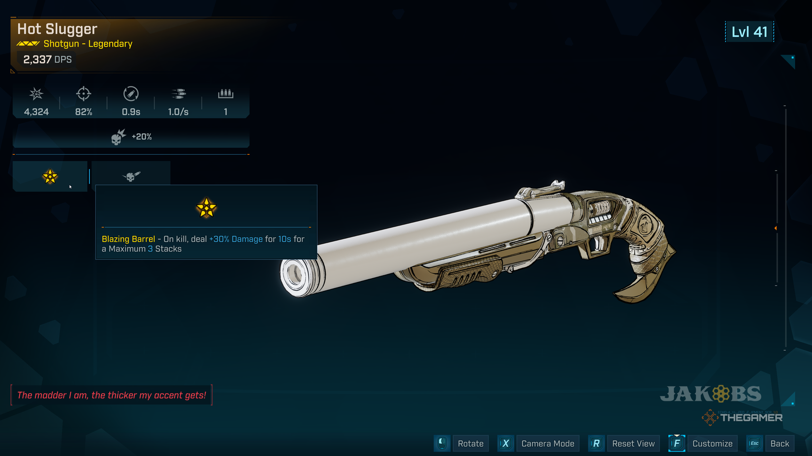 Hot Slugger Shotgun In Borderlands 4.
