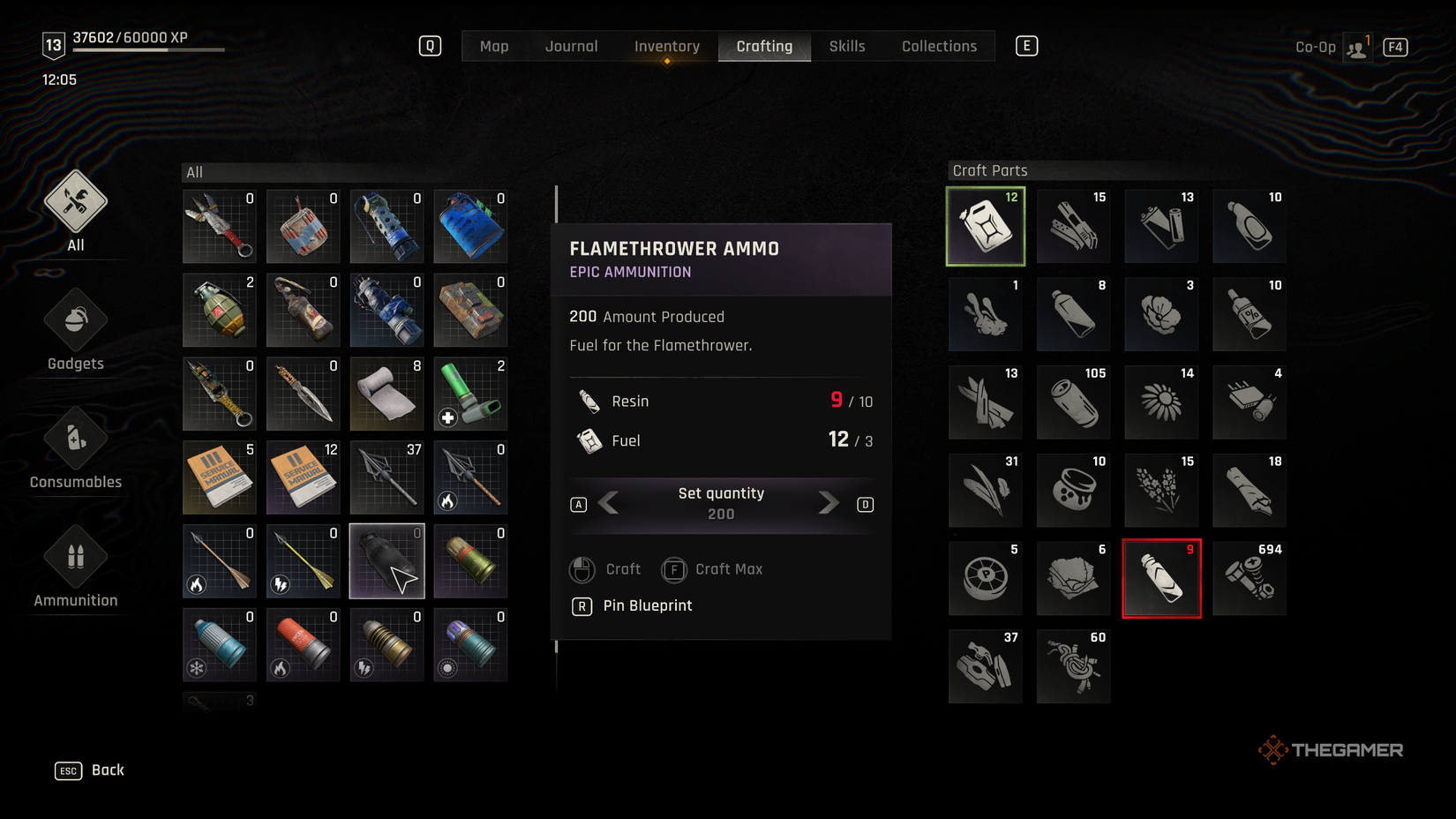 Crafting flamethrower fuel in Dying Light: The Beast.