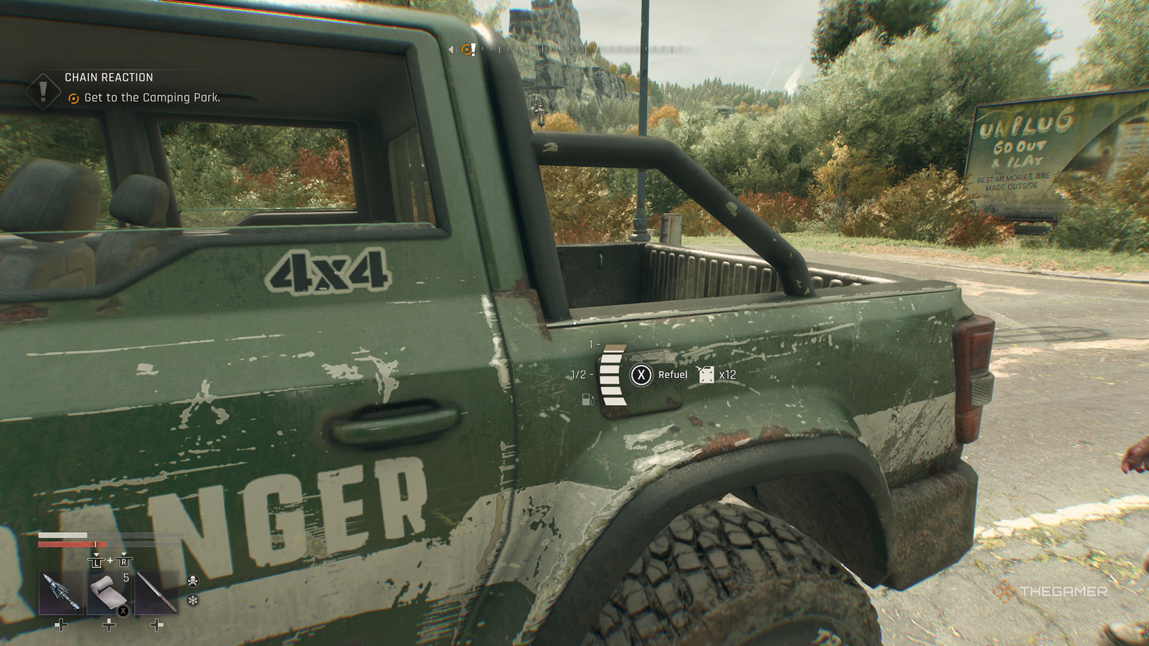 Refuelling a car in Dying Light: The Beast.