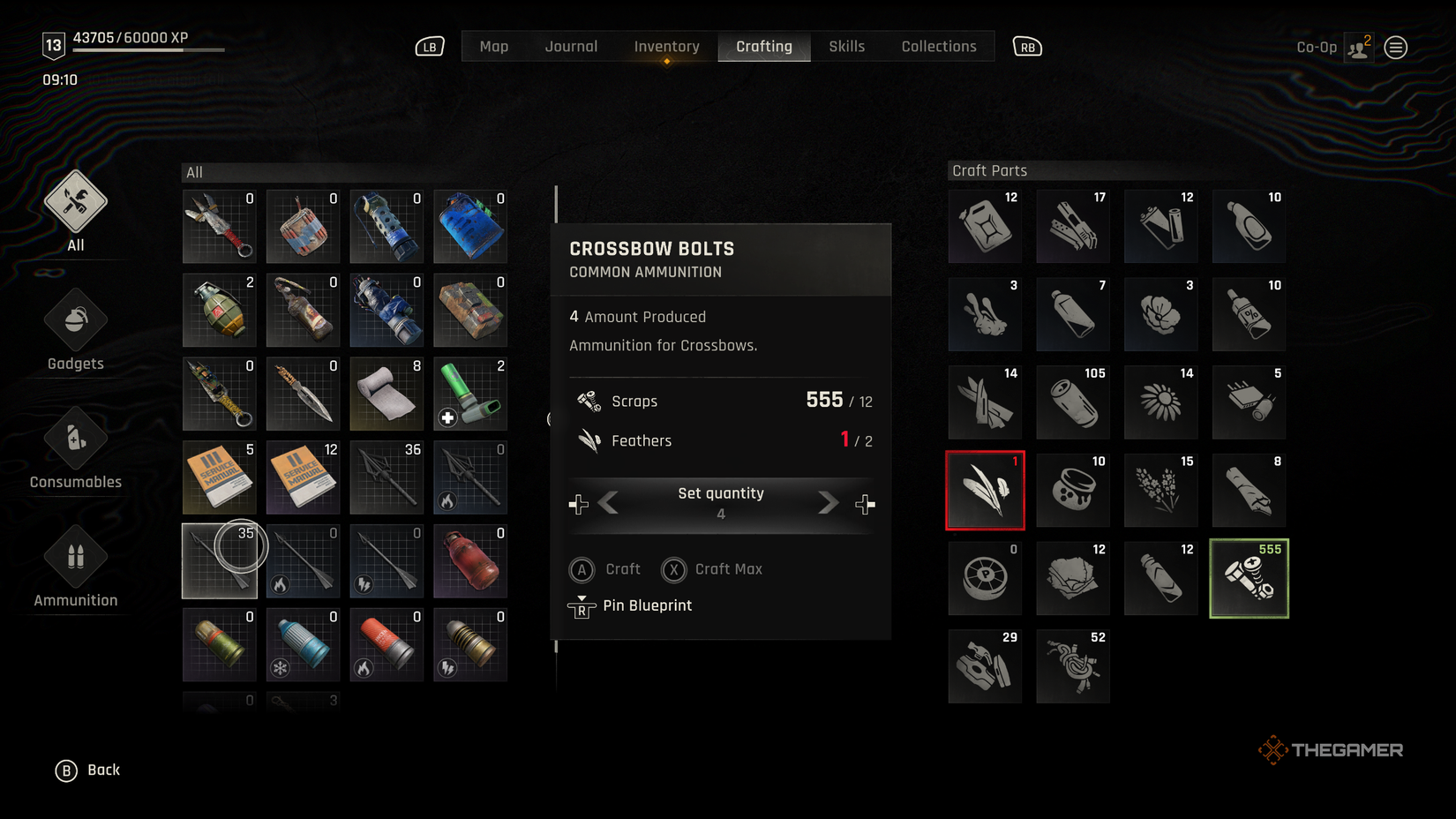 The recipe for Crossbow Bolts in Dying Light: The Beast.