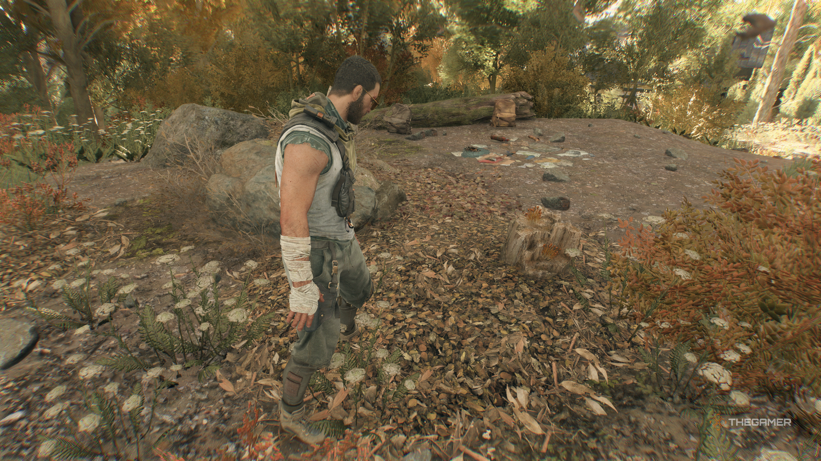 Kyle looking at cordyceps in Dying Light: The Beast.