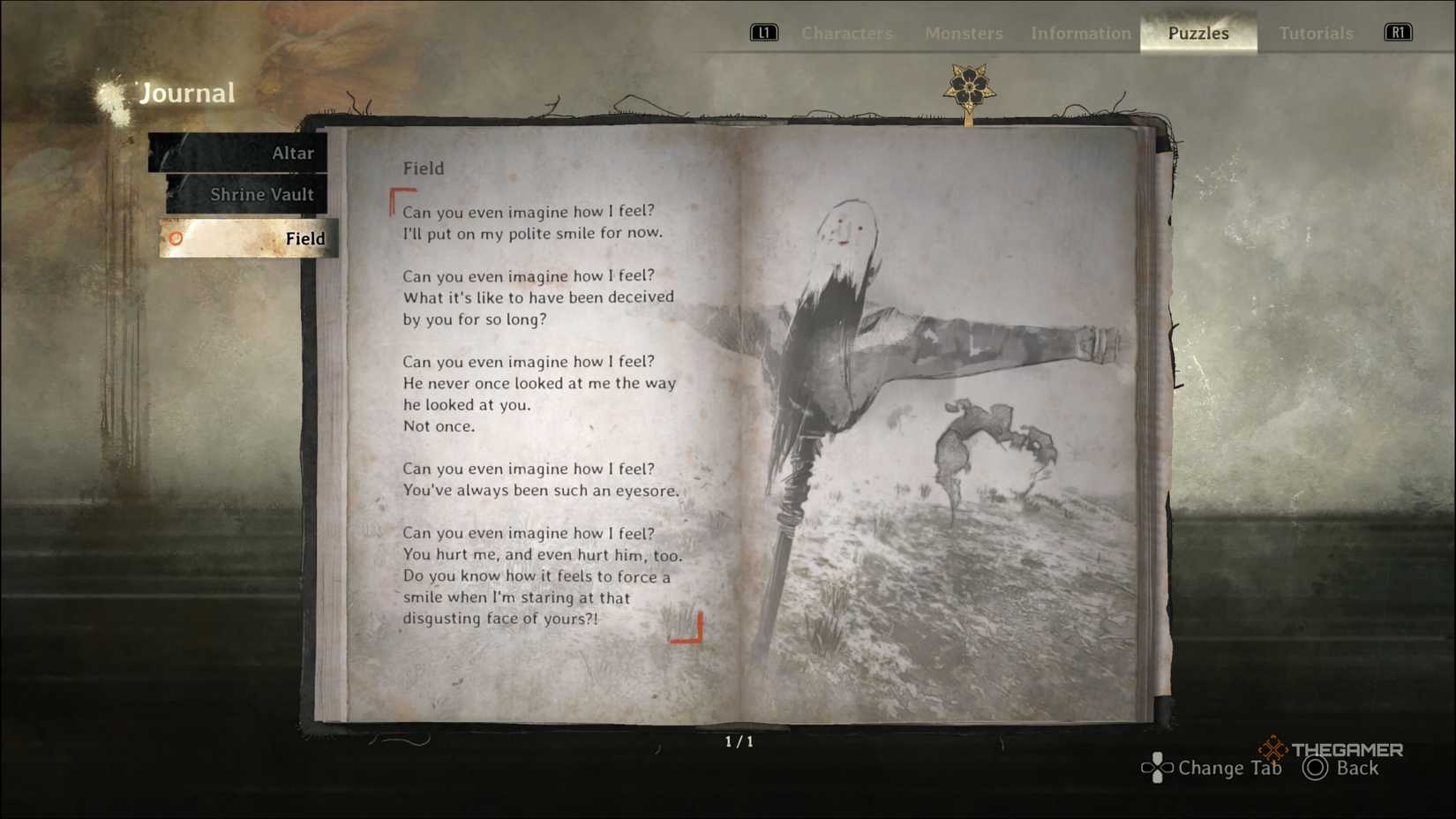 The journal with the hard riddles for the scarecrow field in silent hill f.