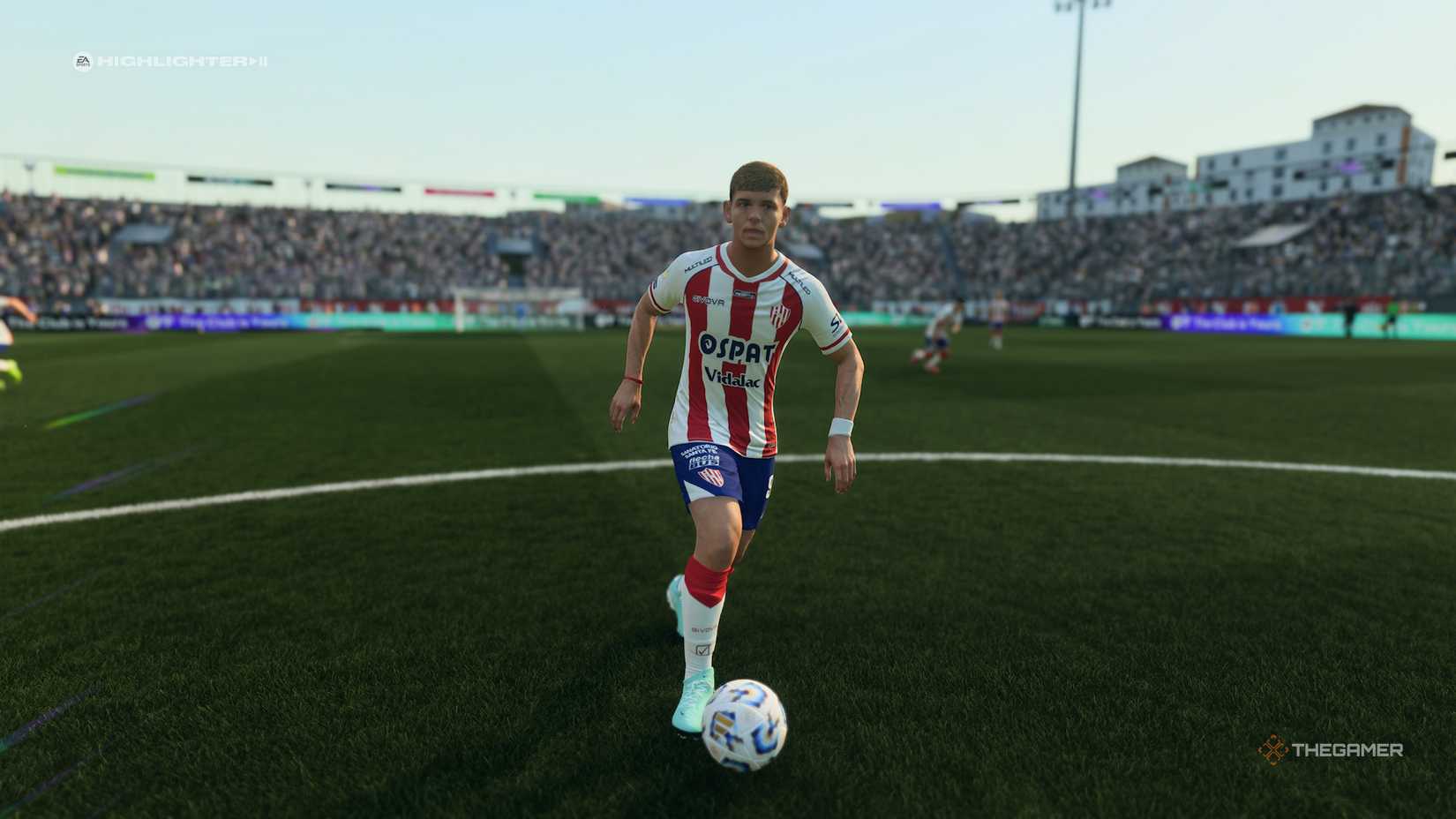 Jeronimo Domina dribbling with the ball in EA Sports FC 26.