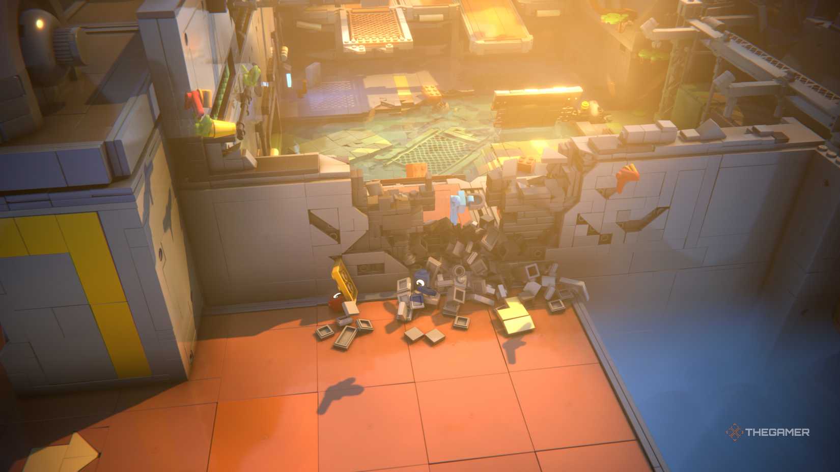 Bricks Go Through The Broken Wall in Lego Voyagers.