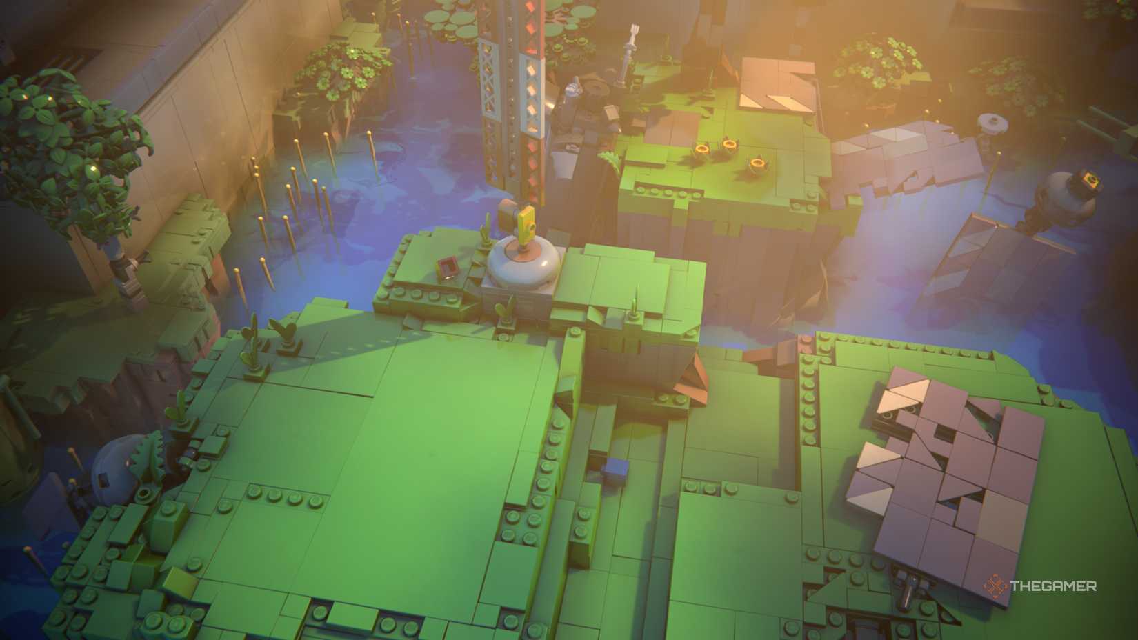 The Launching Bridge Puzzle Tower Knock Down in Lego Voyagers.