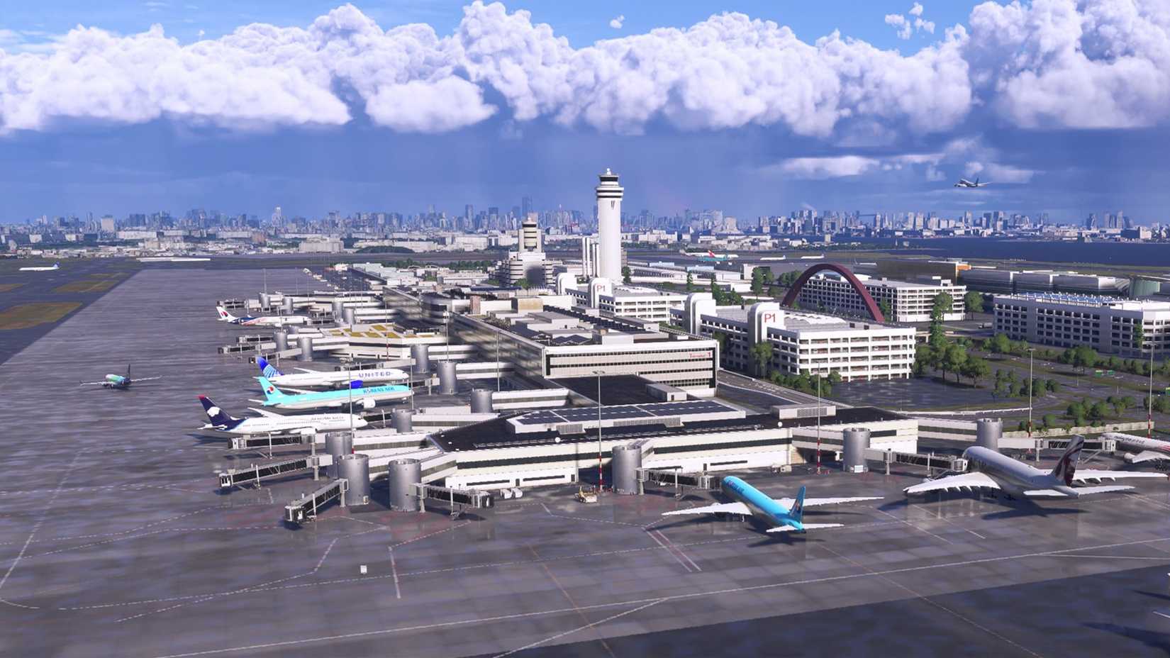 wide shot of an airport in microsoft flight simulator 2024.