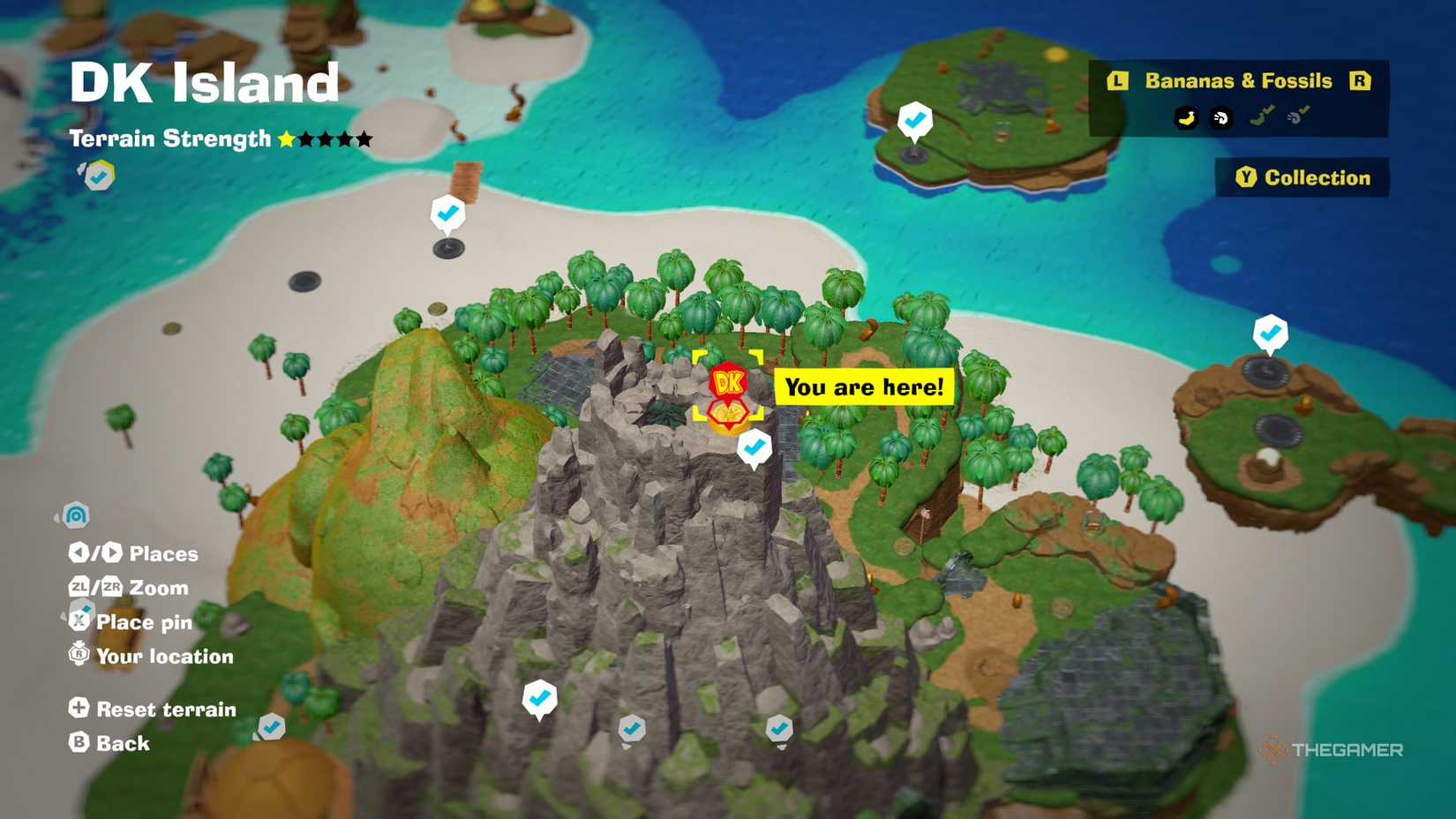 Mountain bonus level location on DK Island in Donkey Kong Bananza.