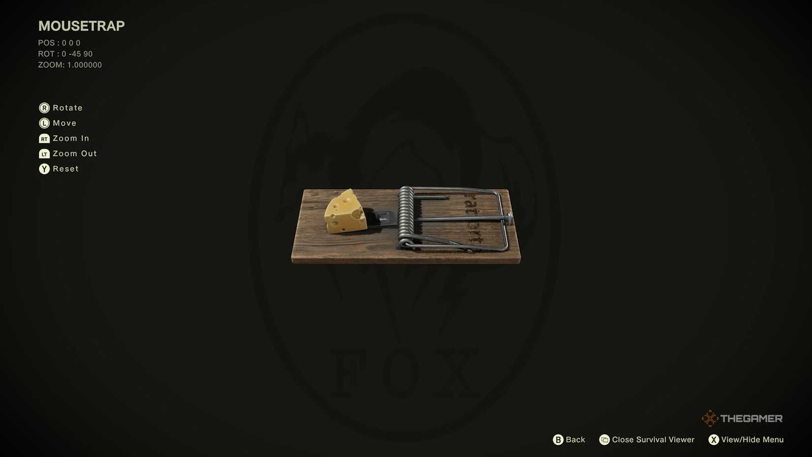 Mousetrap in the Survival Viewer in Metal Gear Solid Delta: Snake Eater.