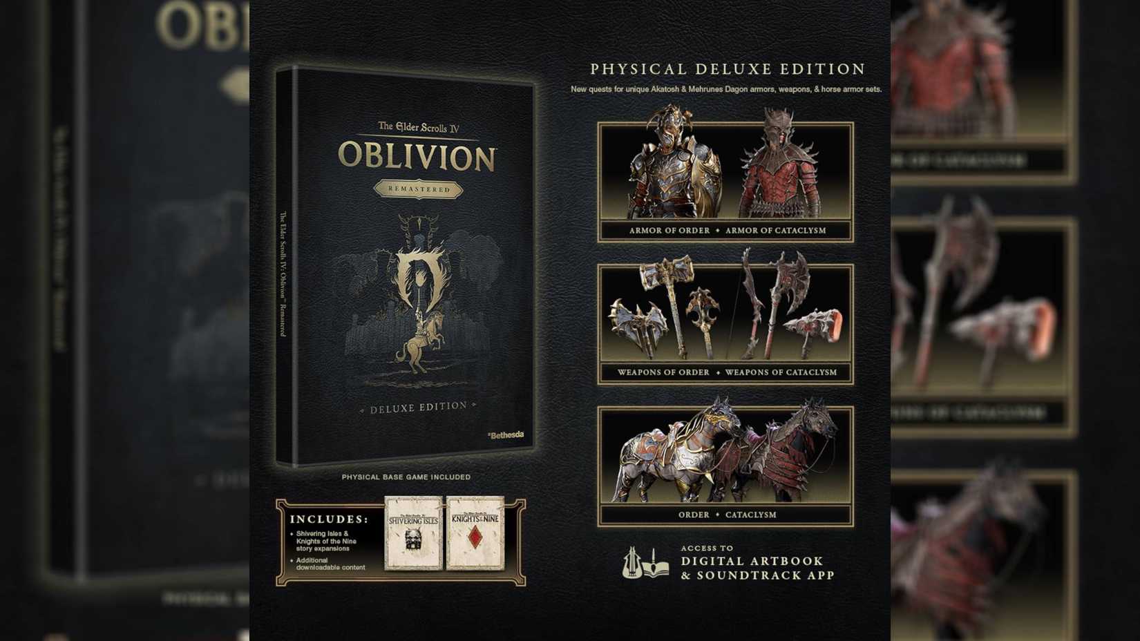 oblivion remastered physical deluxe edition and what's included.