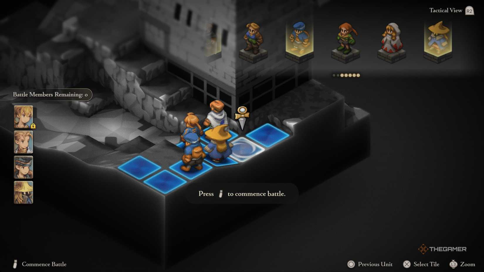 Party formation at the Windflat Mill in Final Fantasy Tactics The Ivalice Chronicles.