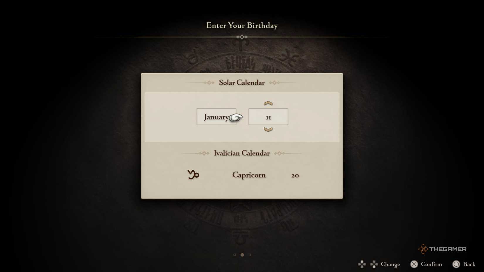 Picking a birthday that makes Ramza a Capricorn in Final Fantasy Tactics The Ivalice Chronicles.