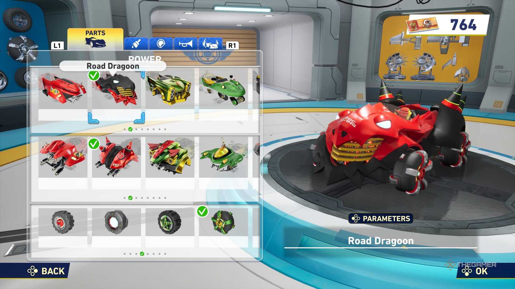Power Machine customization in Sonic Racing CrossWorlds.