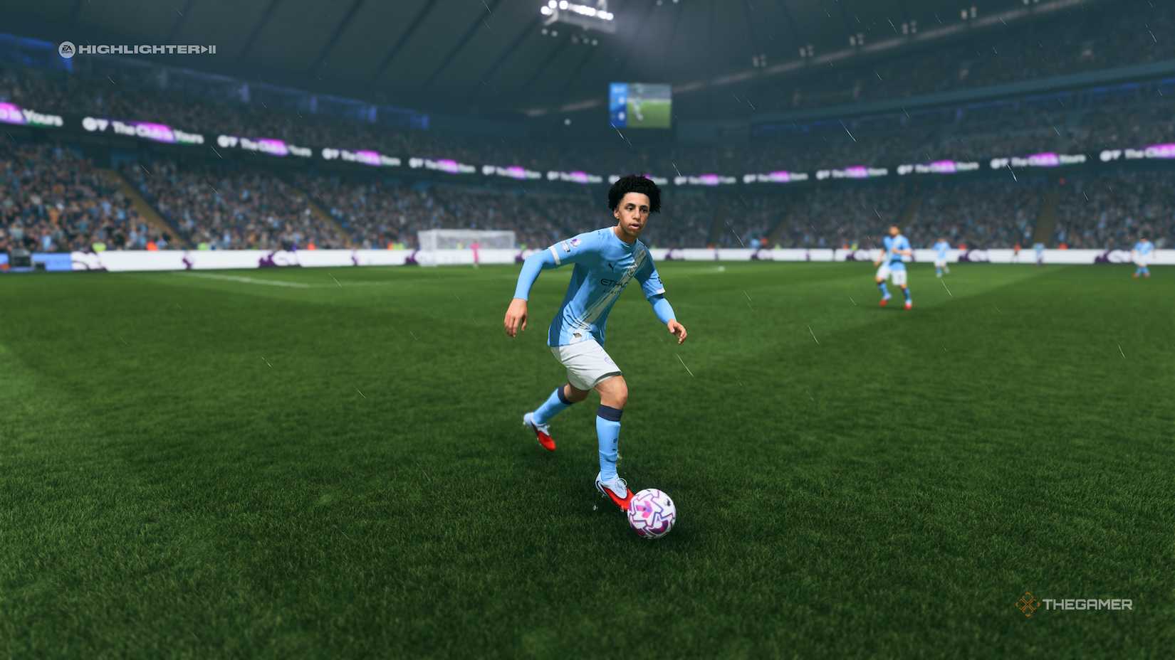 Rico Lewis running with the ball in EA Sports FC 26.